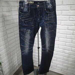 J Rag Famous Denim #JR4904 Men's Size 34 Dark Wash Button Closure Blue Jeans